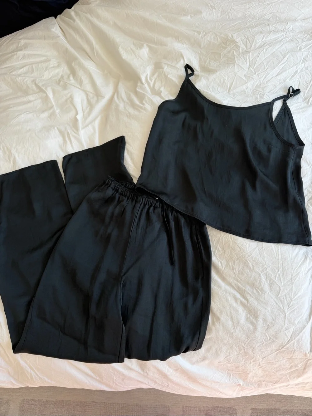 American Vintage Black Silk Pants Set